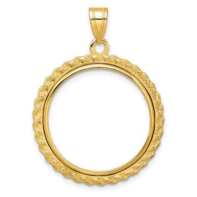 Polished Casted Rope Prong 22.0mm Coin Bezel Pendant 14k Gold C8185/22.0, MPN: C8185/22.0,