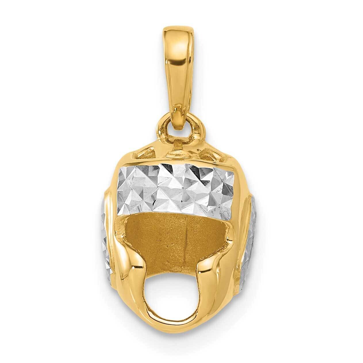Diamond-Cut Wrestling Helmet Pendant 14k Gold White Rhodium  C4930 by Men&#39;s Jewelry and Accessories…