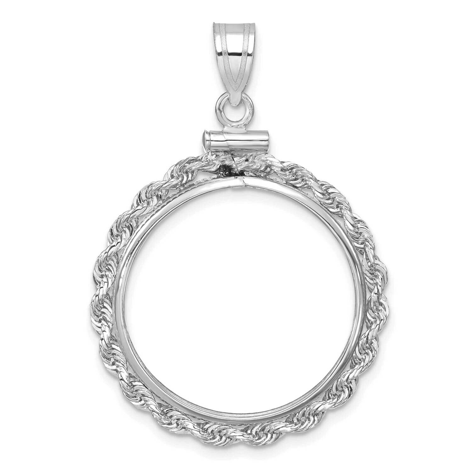 WidebDistinguished Coin Jewelry Rope Screw Top 22.0mm X 1.9mm Coin Bezel Pendant 14k White Gold C1215W/22.0