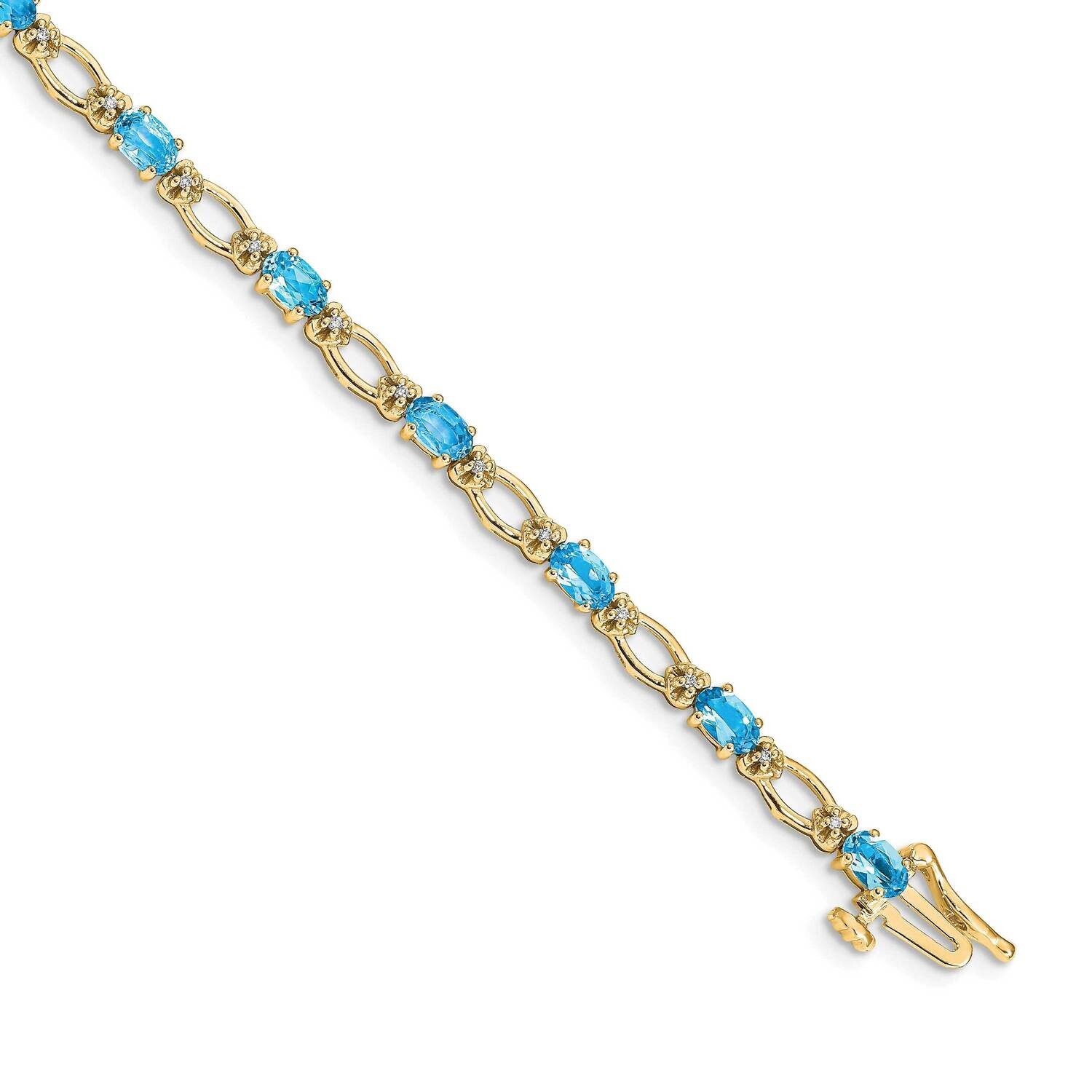 Diamond Blue Topaz Bracelet 7 Inch 14k Gold BM4491-BT-010-YA, MPN: BM4491-BT-010-YA,