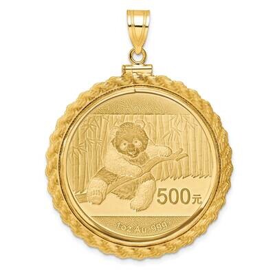 Polished Casted Rope Screw Top Mounted 1Oz Panda Coin Bezel Pendant 14k Gold C8195/32.0C, MPN: C819…