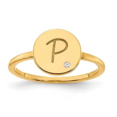 Initial Circle Diamond Signet Ring 10k Gold 10XNR115Y, MPN: 10XNR115Y,