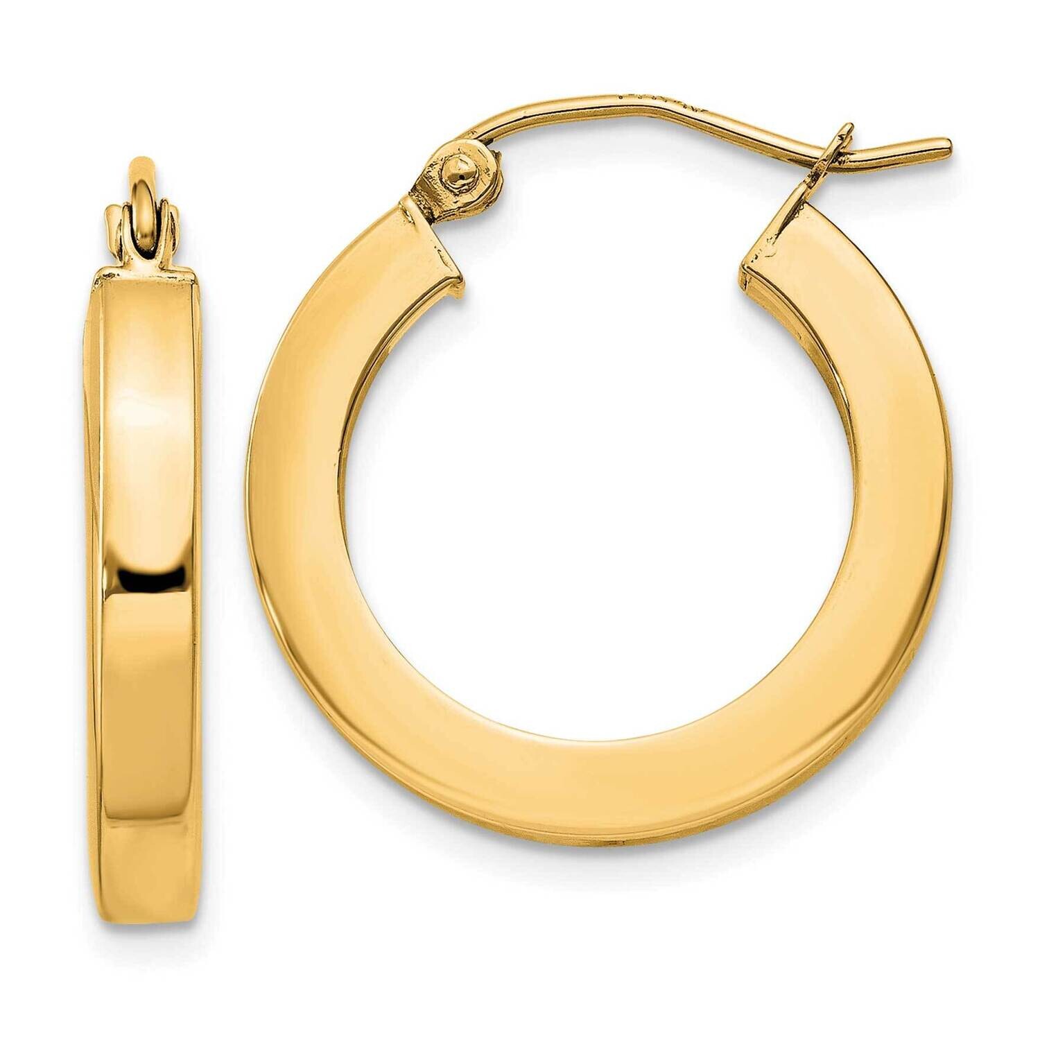 3mm Polished Square Hoop Earrings 10k Gold 10XWE120Y, MPN: 10XWE120Y,