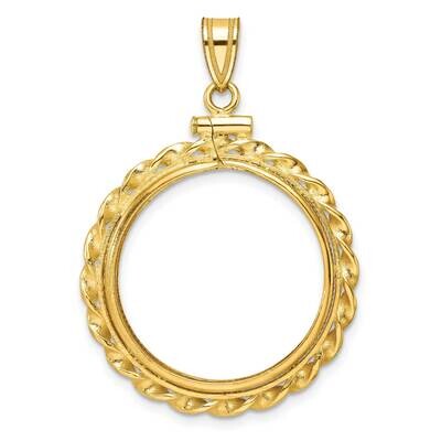 Polished Wide Twisted Wire Screw Top 22.0mm X 1.9mm Coin Bezel Pendant 14k Gold C8182/22.0, MPN: C8…