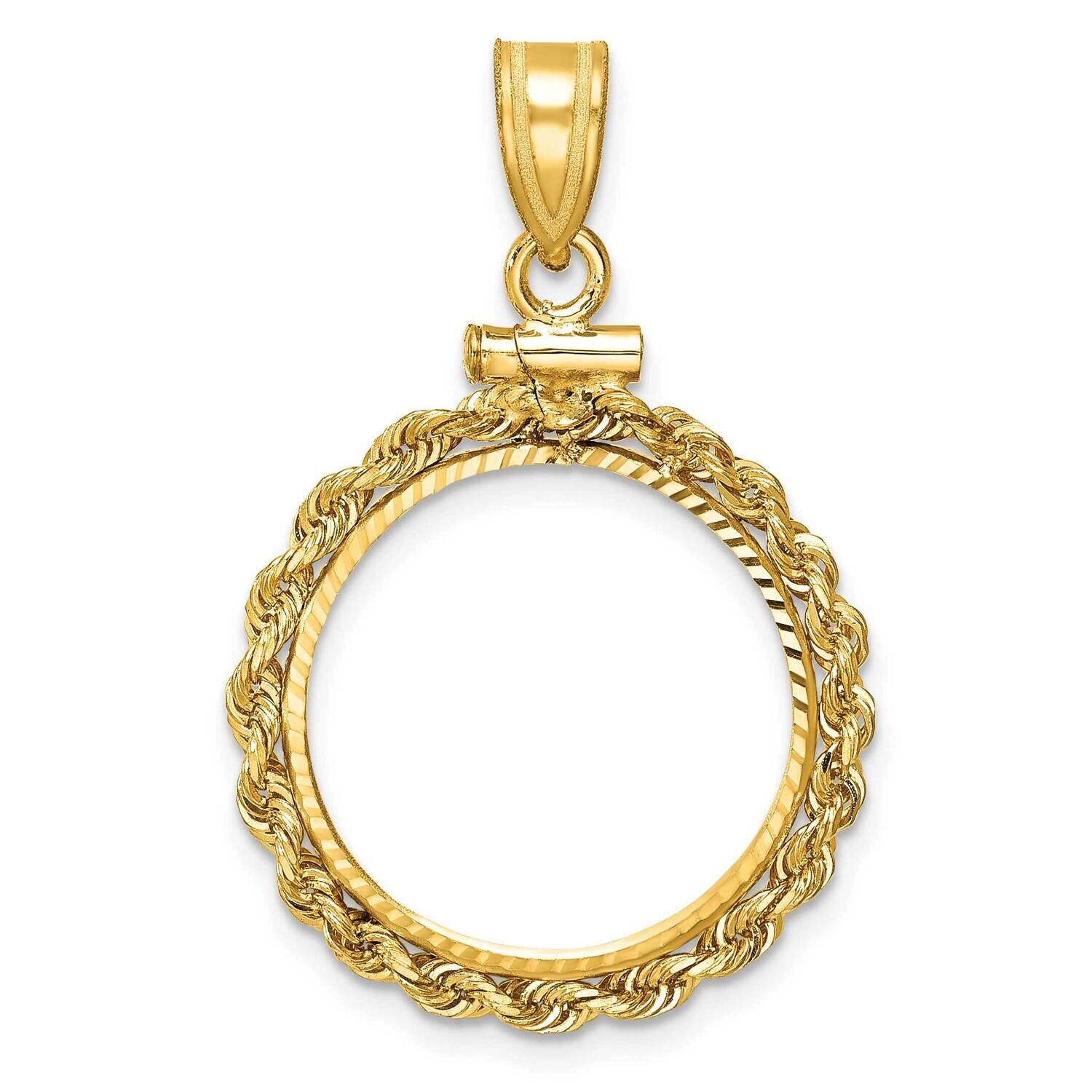 Diamond-Cut Rope Screw Top 18.0mm X 1.35mm Coin Bezel Pendant 14k Gold C8179/18.0, MPN: C8179/18.0,