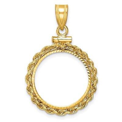 Diamond-Cut Rope Screw Top 18.0mm X 1.35mm Coin Bezel Pendant 14k Gold C8179/18.0, MPN: C8179/18.0,