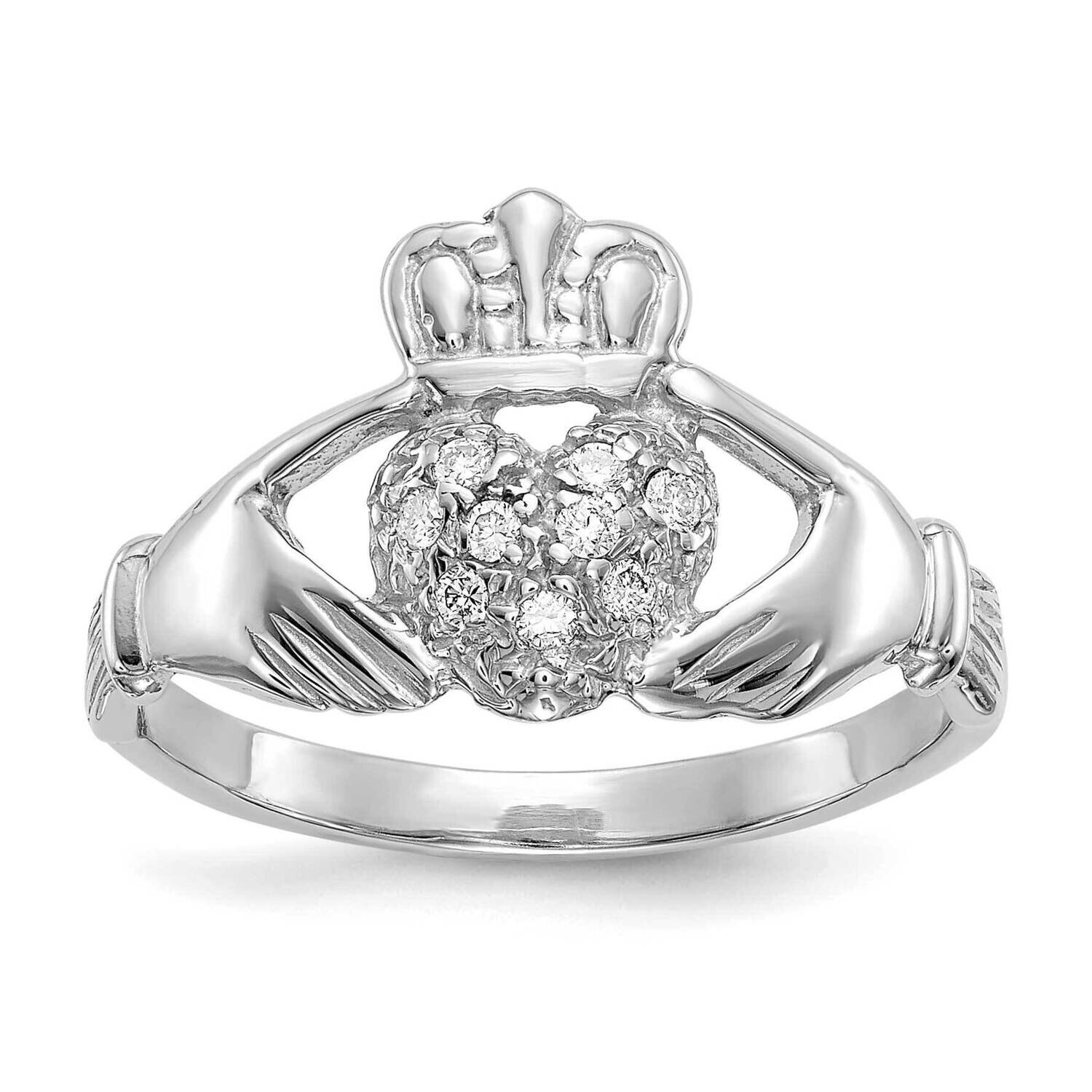 1/10Ct Aa Diamond Claddagh Ring 10k White Gold 10Y6308AA, MPN: 10Y6308AA,