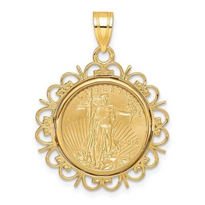 Polished Fancy Prong Mounted 1/10Oz American Eagle Coin Bezel Pendant 14k Gold C8190/16.5C, MPN: C8…