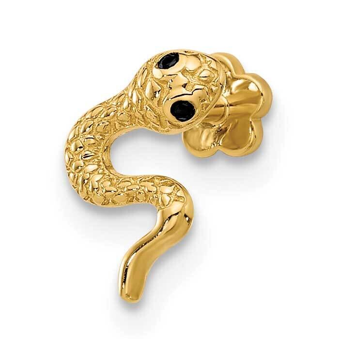 18 Gauge Polished Black CZ Snake Cartilage Body Jewelry 14k Gold BD262
