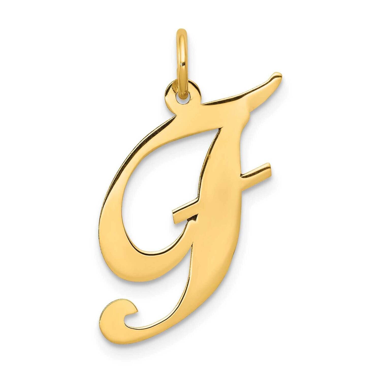 Large Fancy Script Letter F Initial Charm 10k Gold 10YC654F, MPN: 10YC654F,