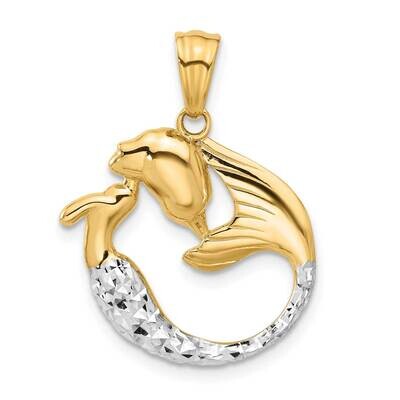 Diamond Cut Mermaid Pendant 14k Gold White Rhodium C4916, MPN: C4916,