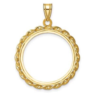Polished Twisted Wire Prong 22.0mm Coin Bezel Pendant 14k Gold C8180/22.0, MPN: C8180/22.0,