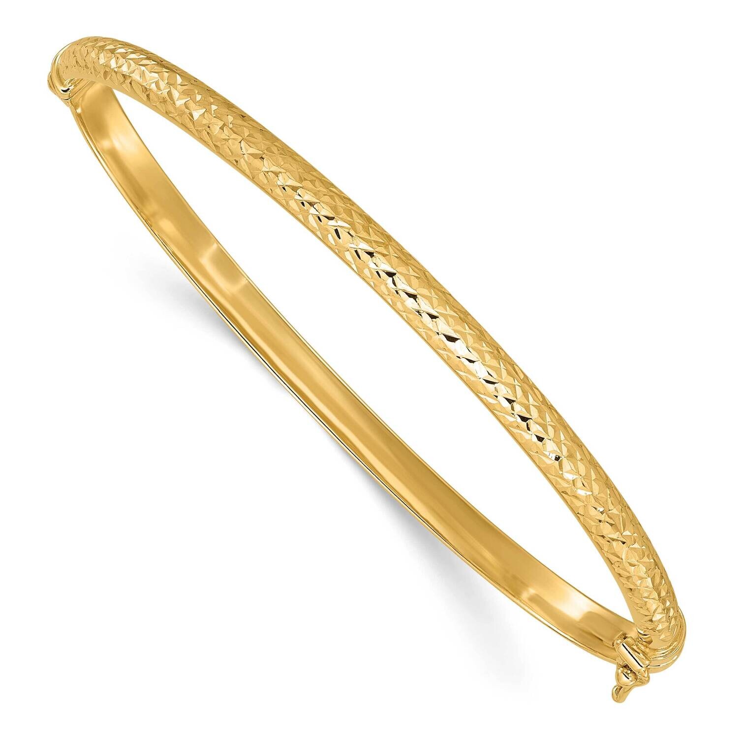 Diamond Cut 4mm Hinged Bangle 14k Gold DB733, MPN: DB733,