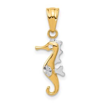 Polished Diamond Cut Seahorse Pendant 14k Gold White Rhodium C4912, MPN: C4912,