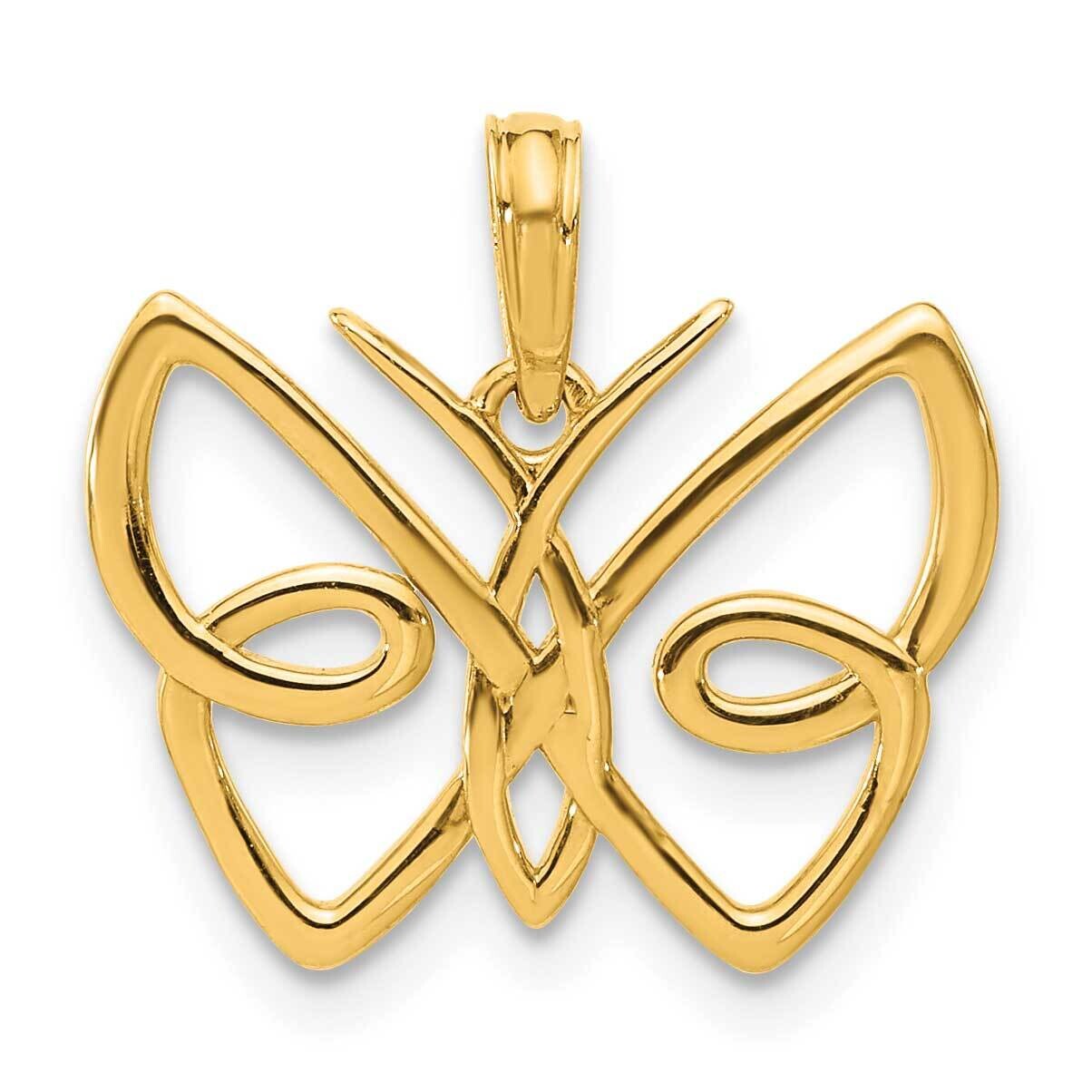 Butterfly Pendant 14k Polished Gold D5387