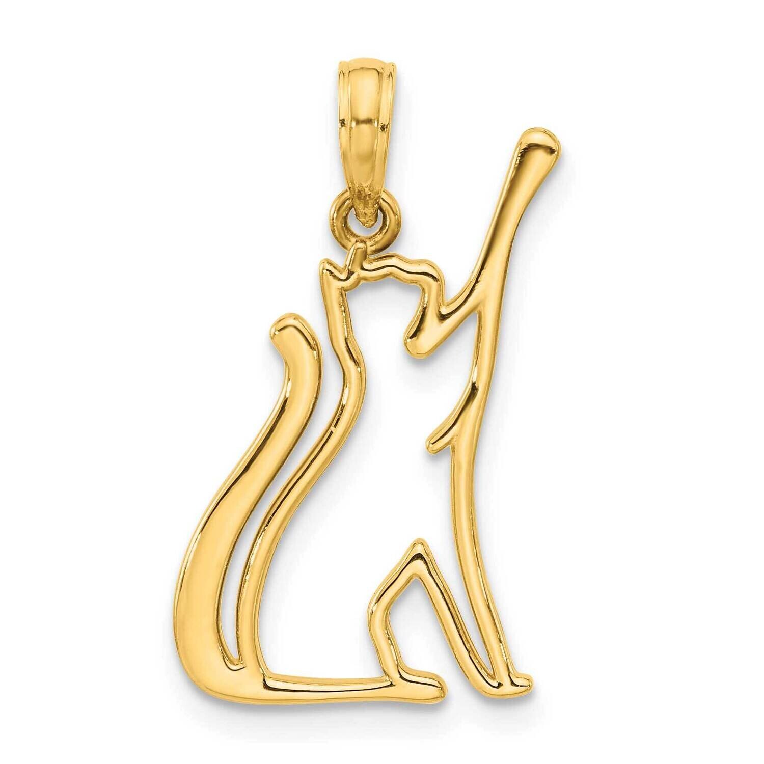 Cat Reaching Pendant 14k Polished Gold D5382, MPN: D5382,