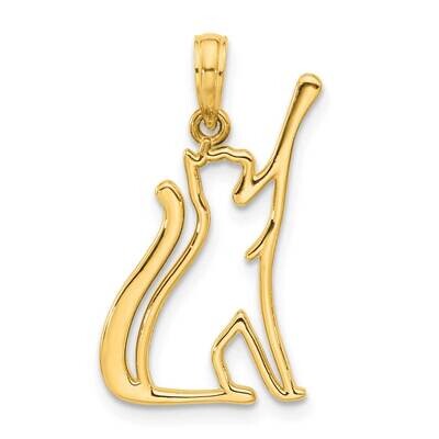 Cat Reaching Pendant 14k Polished Gold D5382, MPN: D5382,