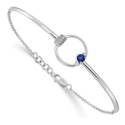 Diamond Blue Sapphire Circle 7 Inch .5 Inch Extension Bracelet 14k White Gold BM6886-SA-009-WA, MPN…