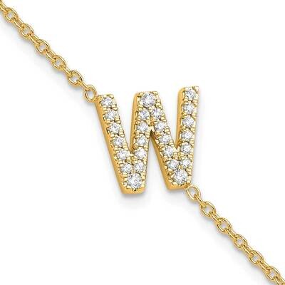 Diamond Sideways Letter W 1 Inch Extender Bracelet 14k Gold BM9951W-030-YA, MPN: BM9951W-030-YA,
