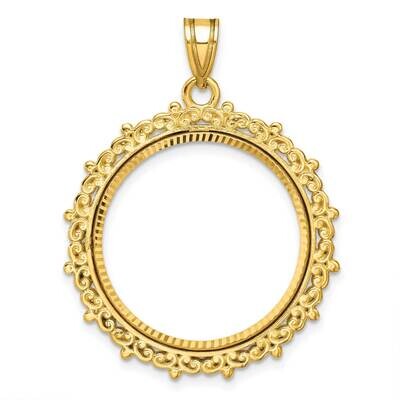 Fancy Diamond-Cut Prong 22.0mm Coin Bezel Pendant 14k Gold C8188/22.0, MPN: C8188/22.0,