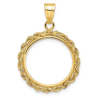 Polished Rope Prong 18.0mm Coin Bezel Pendant 14k Gold C3012/18.0, MPN: C3012/18.0,