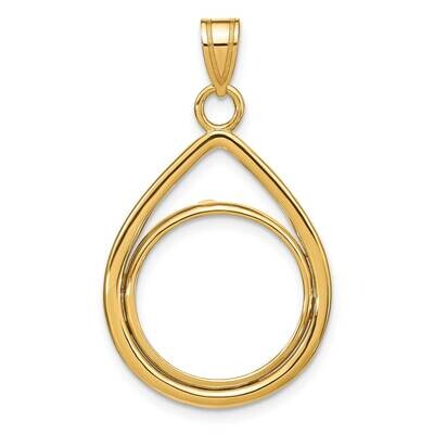 Polished Lightweight Tear Drop Prong 16.5mm Coin Bezel Pendant 14k Gold C8191/16.5, MPN: C8191/16.5,