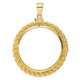 Polished Casted Rope Screw Top 32.7mm X 3mm Coin Bezel Pendant 14k Gold C8195/32.7, MPN: C8195/32.7,