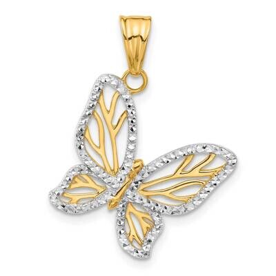 Diamond-Cut Butterfly Pendant 14k Gold White Rhodium  C4875, MPN: C4875, 196904099766