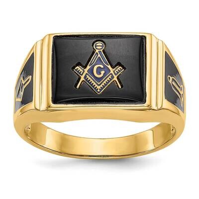 Men&#39;s Polished Textured Black Enamel Onyx Masonic Ring 10k Gold 10Y4108M by Masonic, MPN: 10Y4108M,…