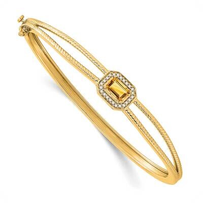 Emerald-Shape Citrine Diamond Halo Bangle 14k Gold BM7091-CI-011-YA, MPN: BM7091-CI-011-YA, 8867741…