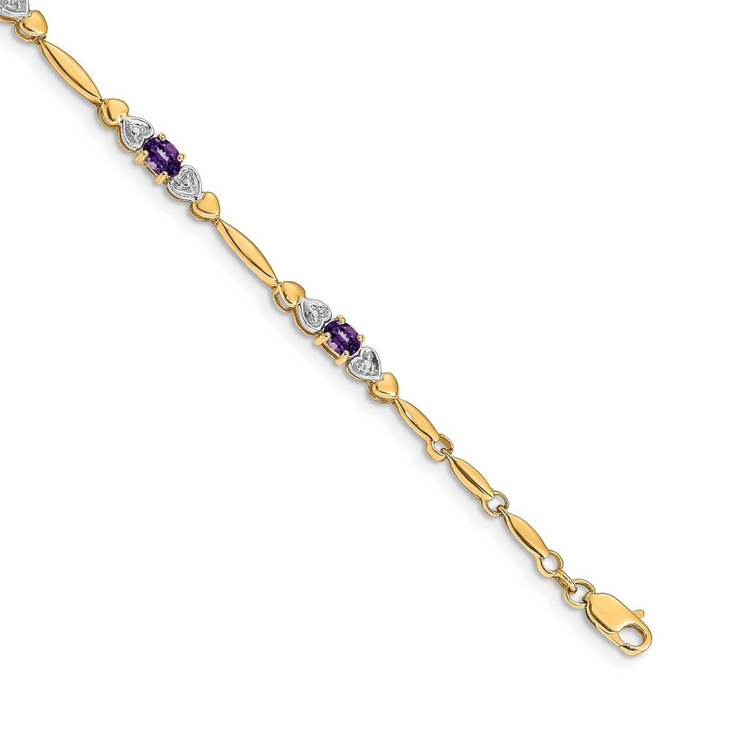 Diamond Amethyst Bracelet 7 Inch 14k Gold BM4479-AM-001-YA, MPN: BM4479-AM-001-YA,