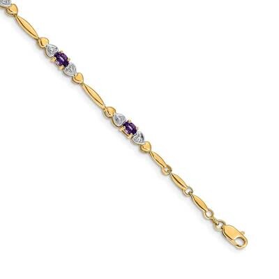 Diamond Amethyst Bracelet 7 Inch 14k Gold BM4479-AM-001-YA, MPN: BM4479-AM-001-YA,