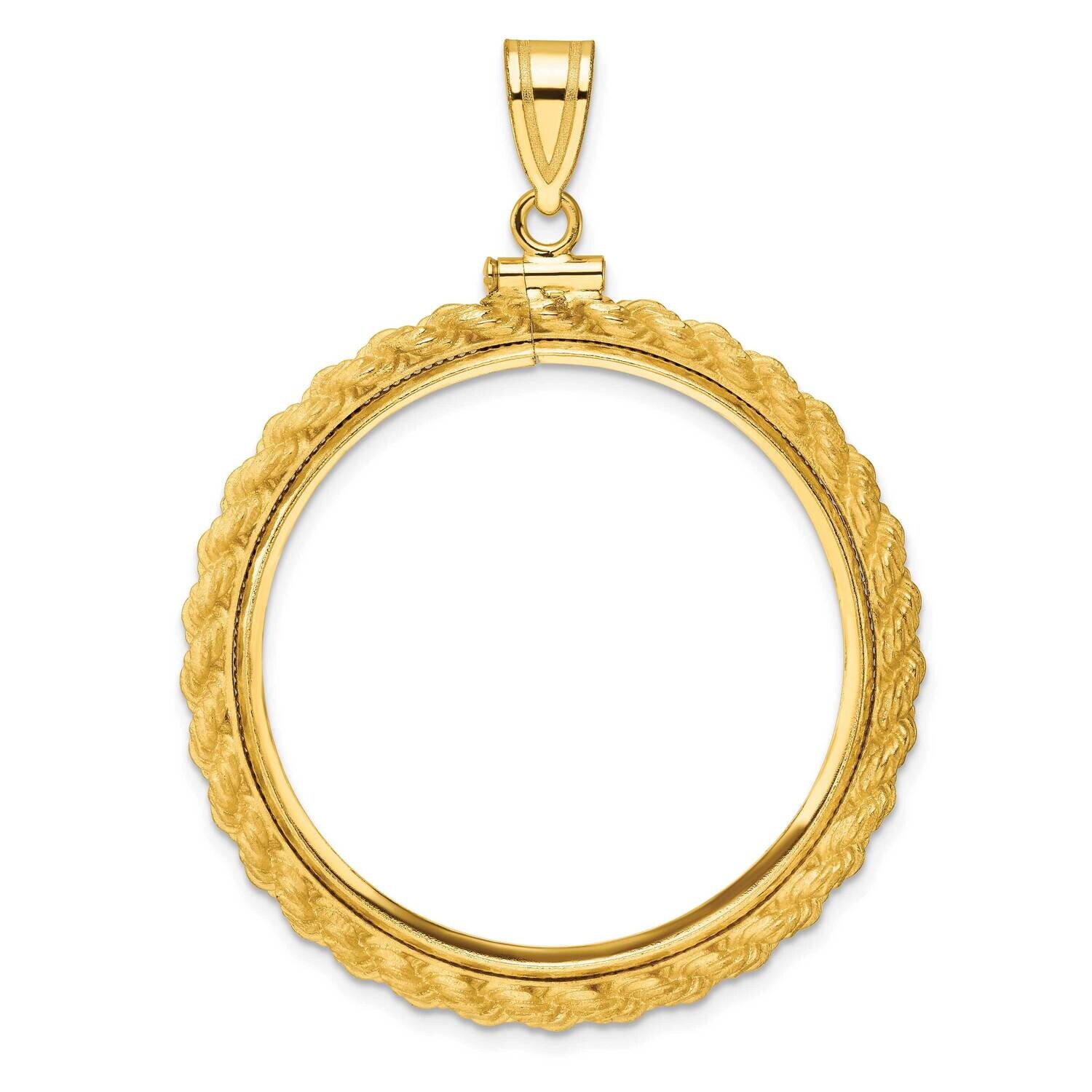 Polished Casted Rope Screw Top 32.0mm X 2.85mm Coin Bezel Pendant 14k Gold C8195/32.0, MPN: C8195/3…
