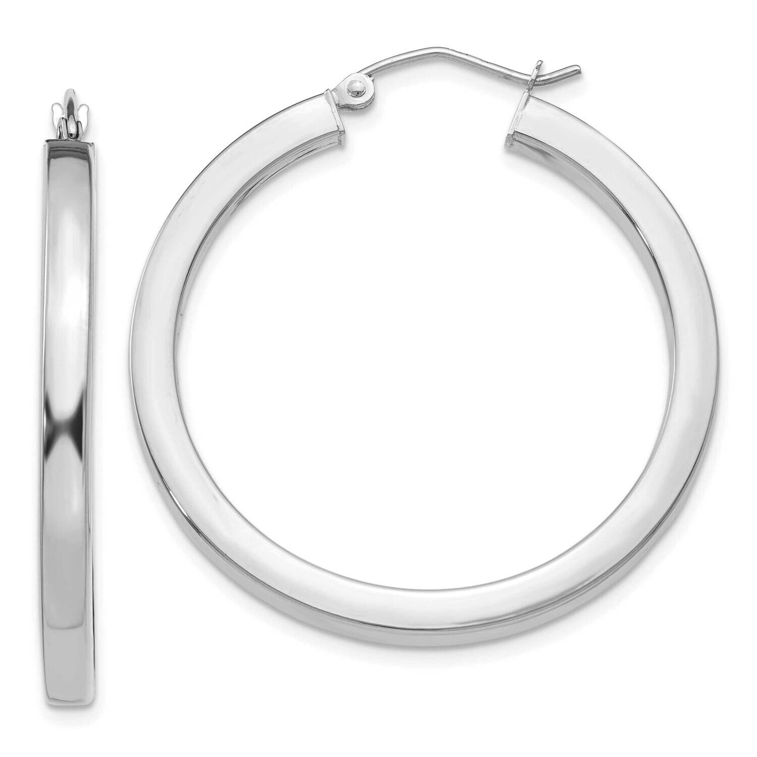 3mm Polished Square Tube Hoop Earrings 10k White Gold 10Z1118, MPN: 10Z1118,