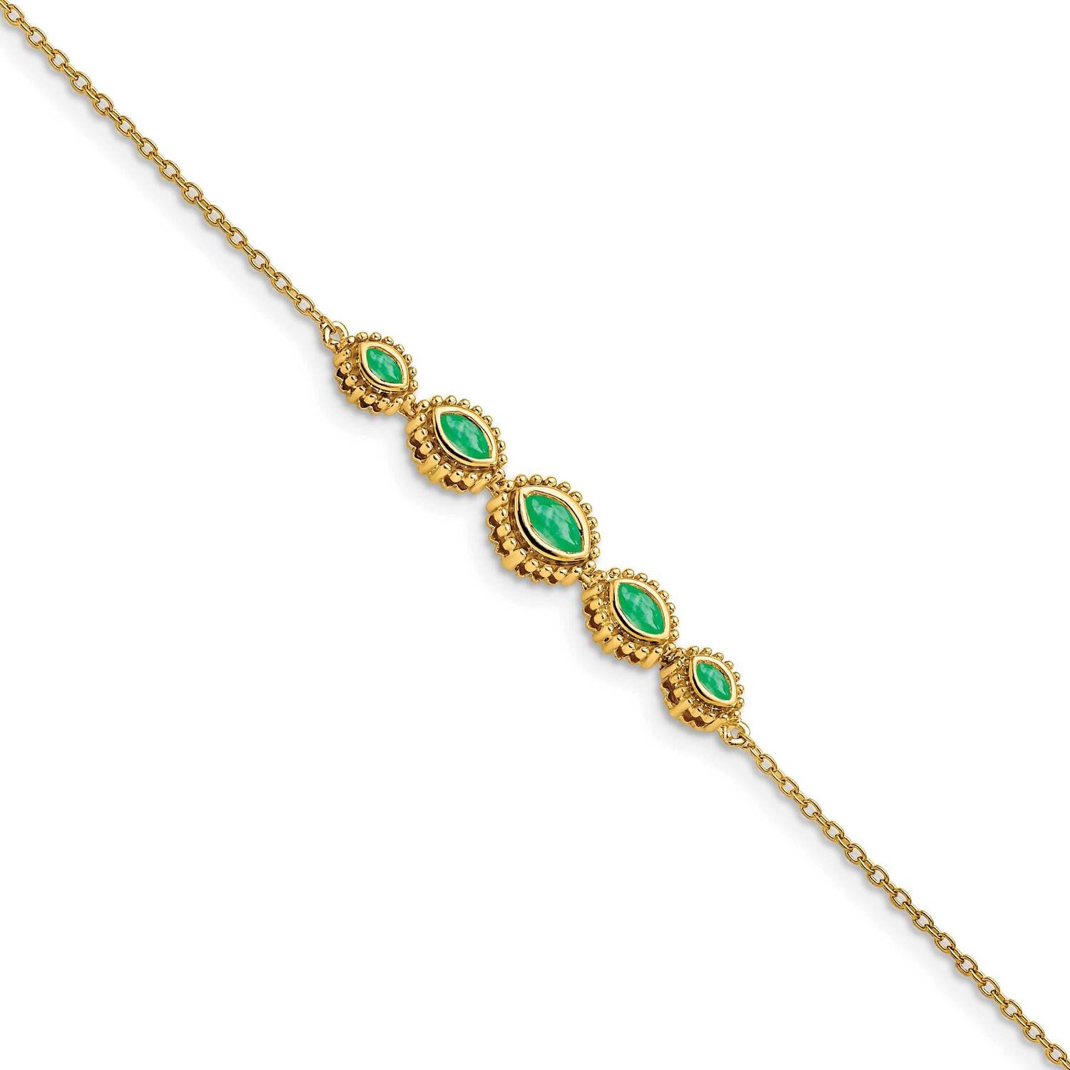 Marquise Emerald Bracelet 7 Inch 14k Gold BM7200-EM-Y