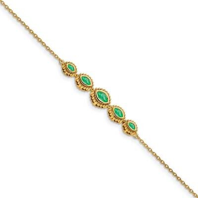 Marquise Emerald Bracelet 7 Inch 14k Gold BM7200-EM-Y, MPN: BM7200-EM-Y, 886774130002