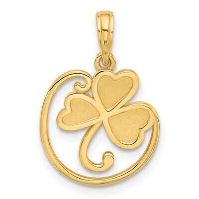 Satin Fancy Clover Charm 14k Polished Gold D5432, MPN: D5432,
