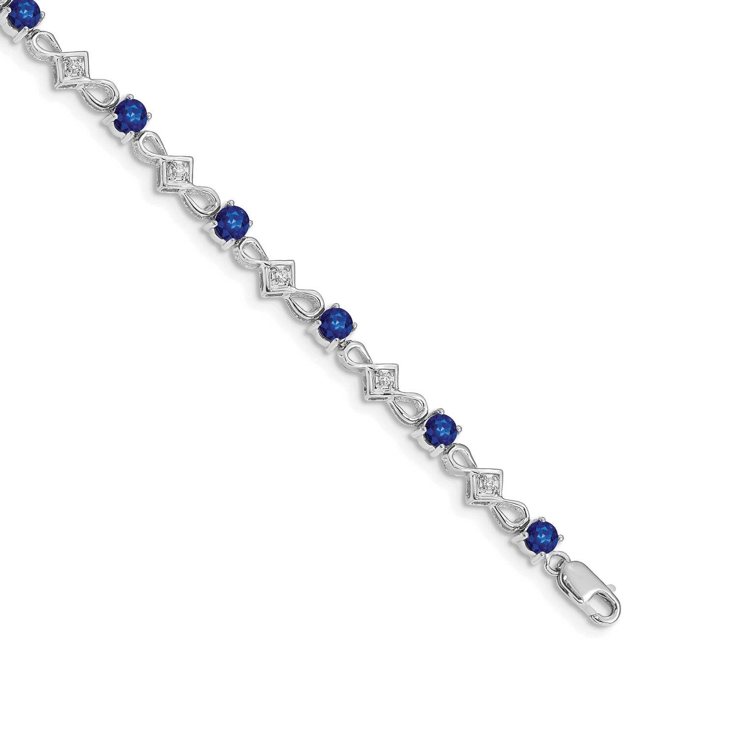 Diamond Sapphire Bracelet 7 Inch 10k White Gold BM4486-SA-010-1WA