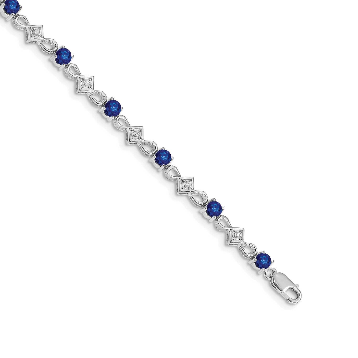 Diamond Sapphire Bracelet 7 Inch 10k White Gold BM4486-SA-010-1WA, MPN: BM4486-SA-010-1WA,