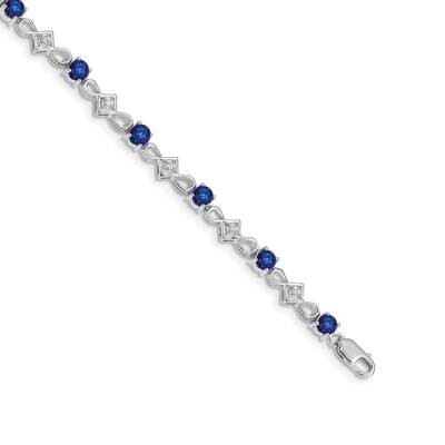 Diamond Sapphire Bracelet 7 Inch 10k White Gold BM4486-SA-010-1WA, MPN: BM4486-SA-010-1WA,