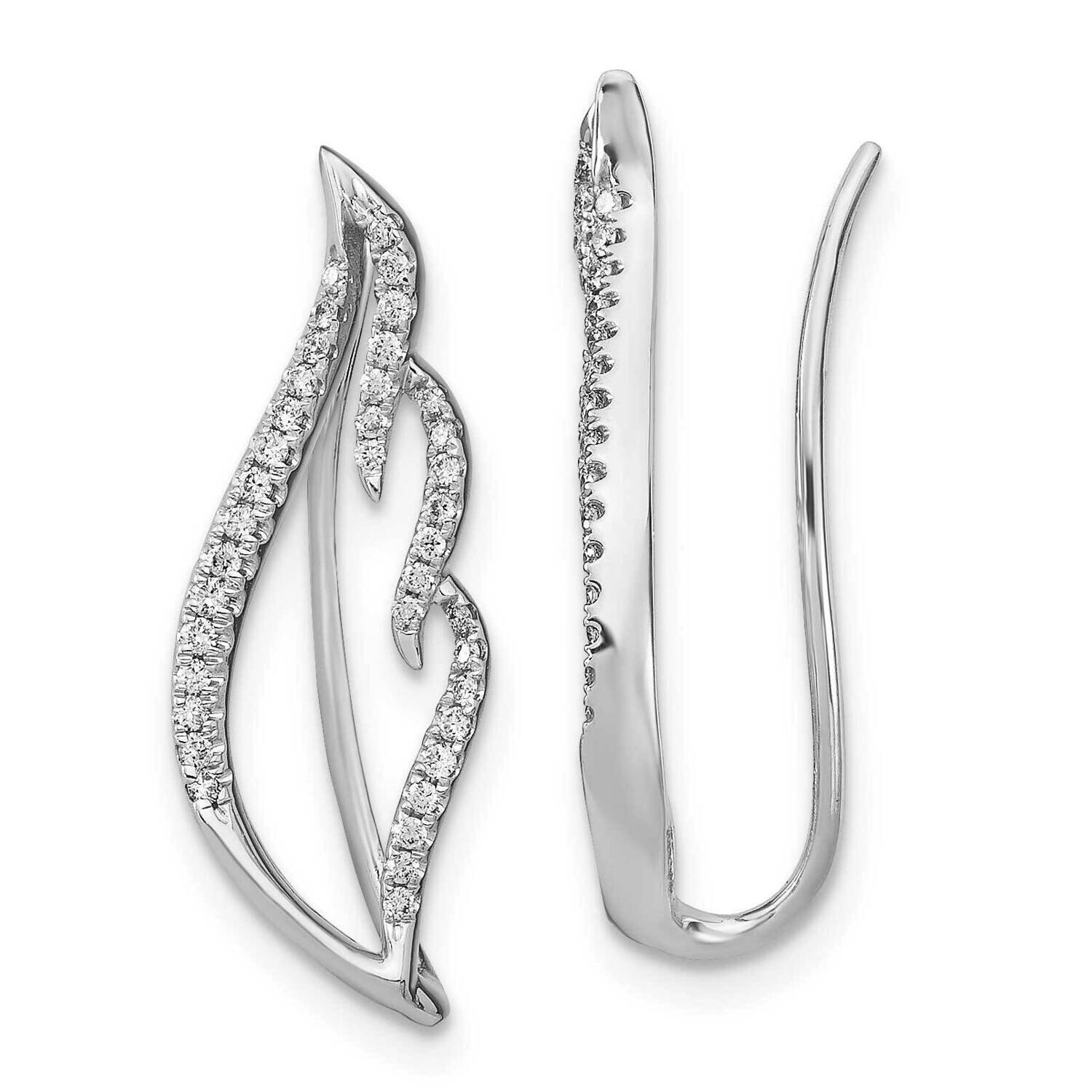 Diamond Wing Earrings Climbers 14k White Gold EM6859-025-WA, MPN: EM6859-025-WA, 883957967912