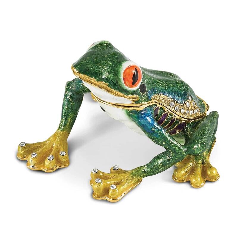 Haracha Red Eyed Tree Frog Trinket Box Bejeweled BJ4184