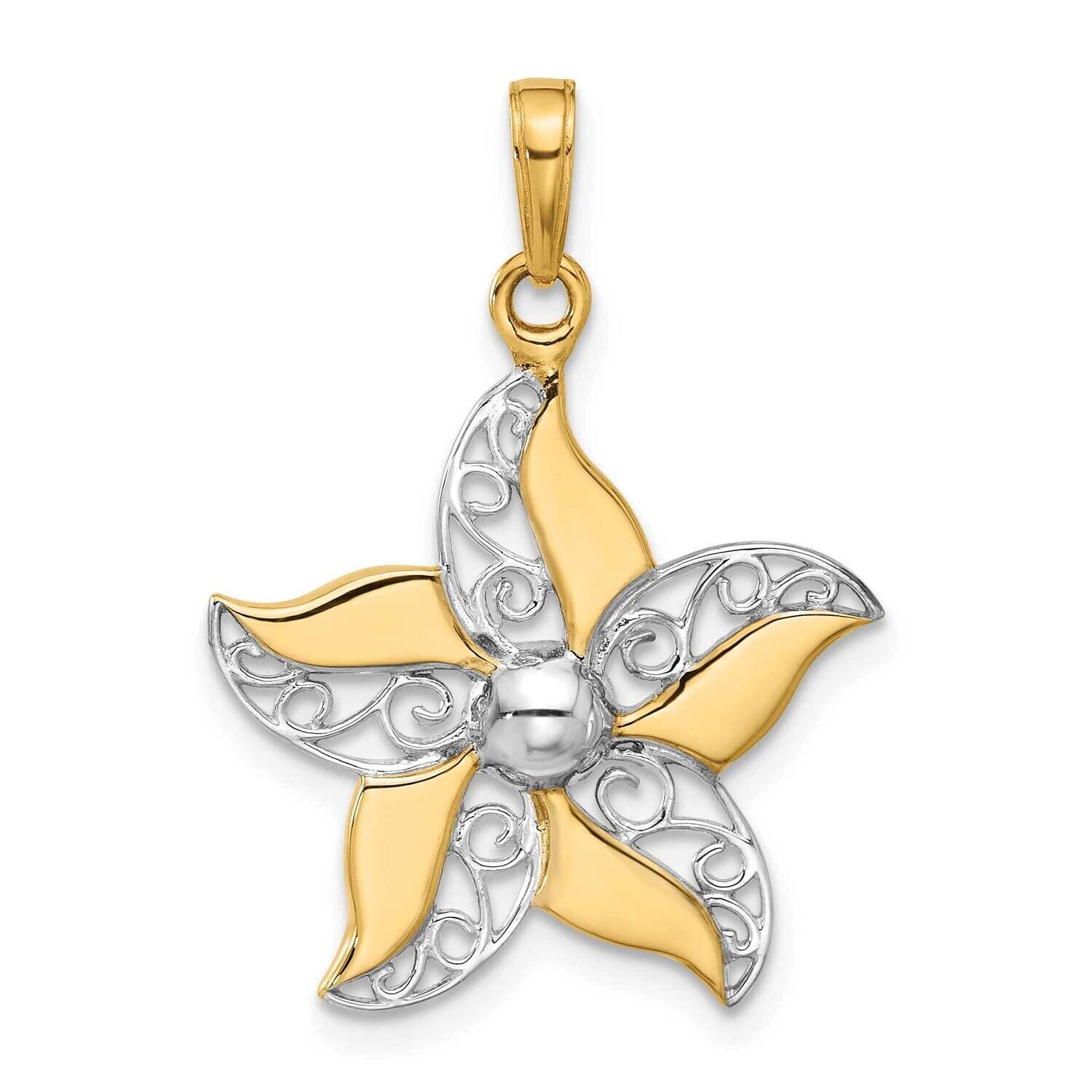 Filigree Flower Pendant 14k Gold White Rhodium  C4872, MPN: C4872,