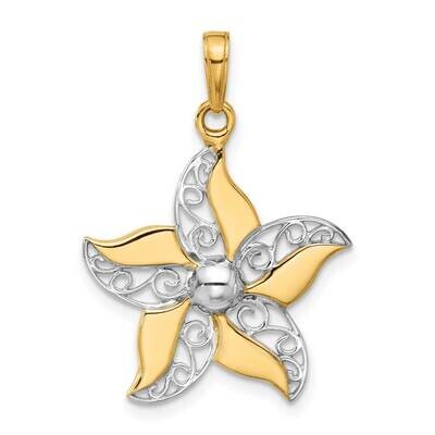 Filigree Flower Pendant 14k Gold White Rhodium  C4872, MPN: C4872,