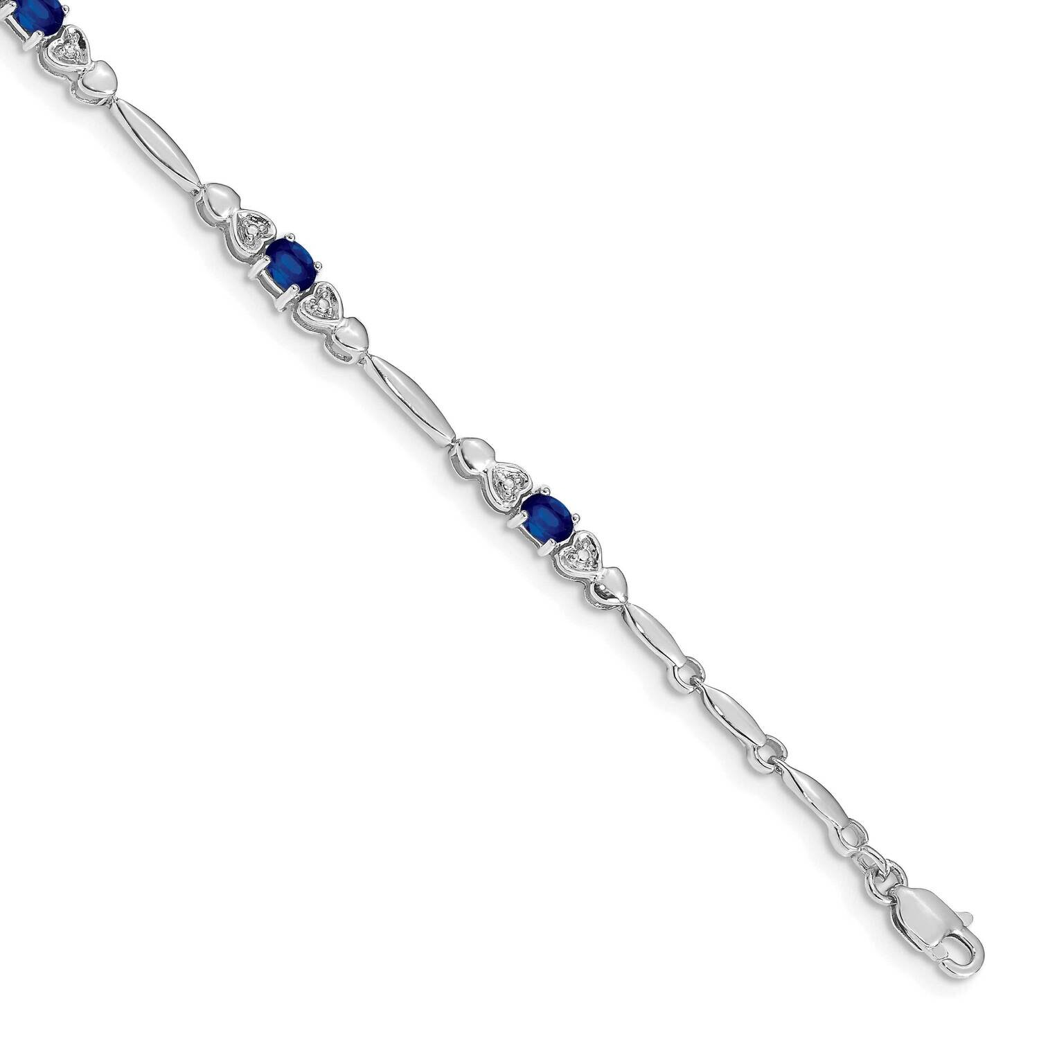 Diamond Sapphire Bracelet 7 Inch 10k White Gold BM4479-SA-001-1WA, MPN: BM4479-SA-001-1WA, 88677412…