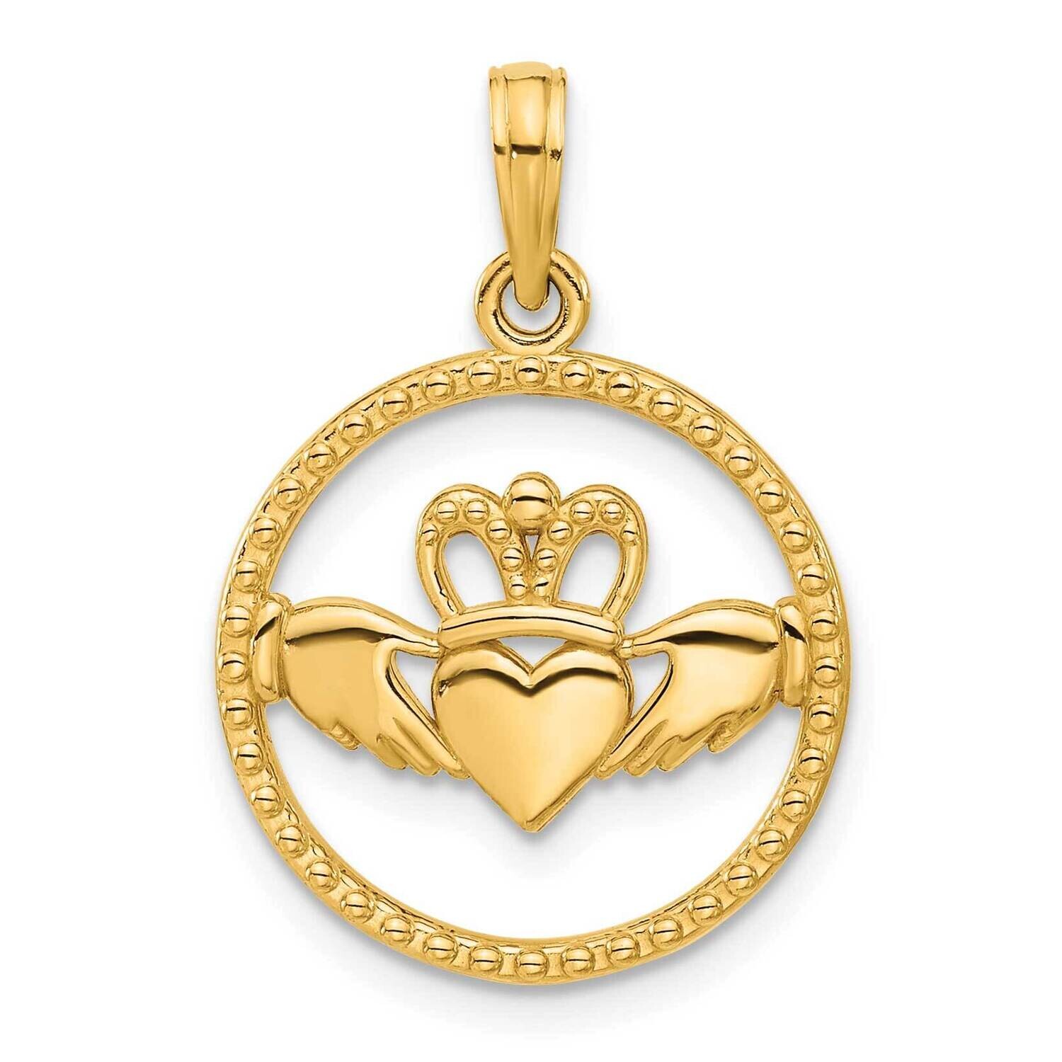 Circle Claddagh Pendant 14k Polished Gold D5277, MPN: D5277,