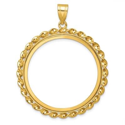 Polished Twisted Wire Prong 32.7mm Coin Bezel Pendant 14k Gold C8180/32.7, MPN: C8180/32.7,