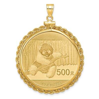 Rope Screw Top Mounted 1Oz Panda Coin Bezel Pendant 14k Gold C1215/32.0C, MPN: C1215/32.0C,