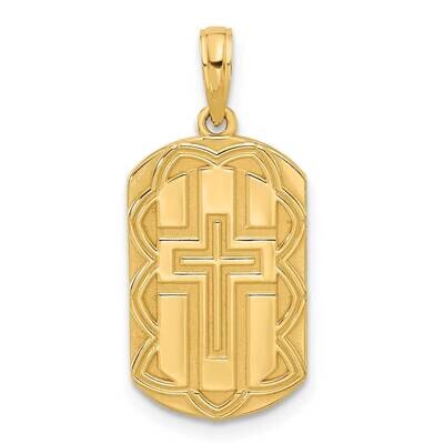 Fancy Cross Dog Tag Charm 14k Gold D5514 by Men&#39;s Jewelry and Accessories, MPN: D5514,