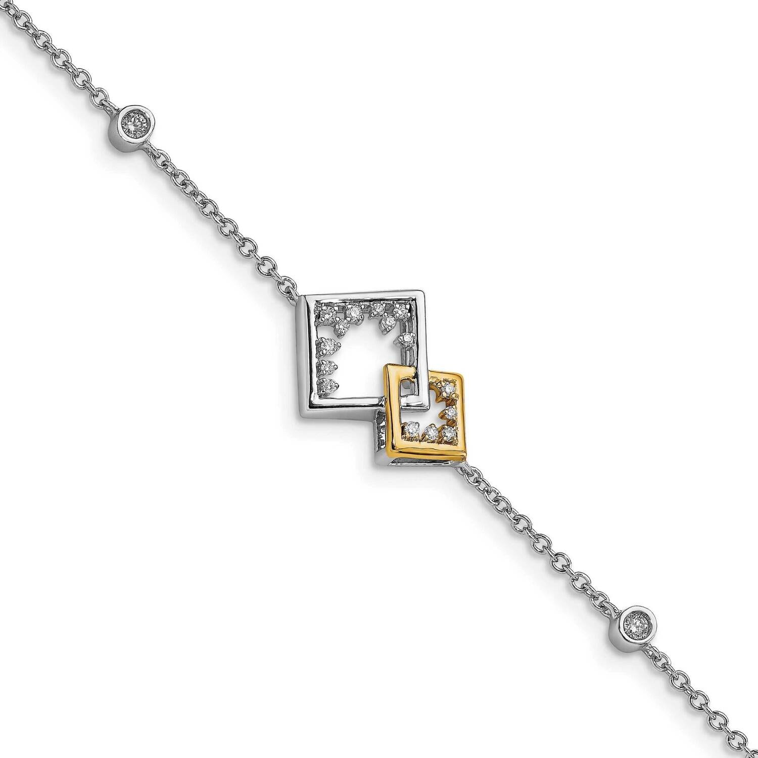 Polished Double Square Diamond 7 Inch Bracelet 14k Two-Tone Gold BM6861-015-WYA, MPN: BM6861-015-WY…